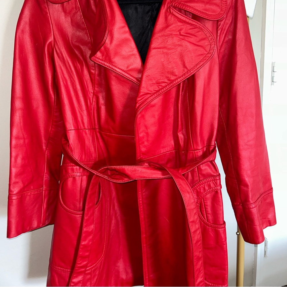 Red leather coat